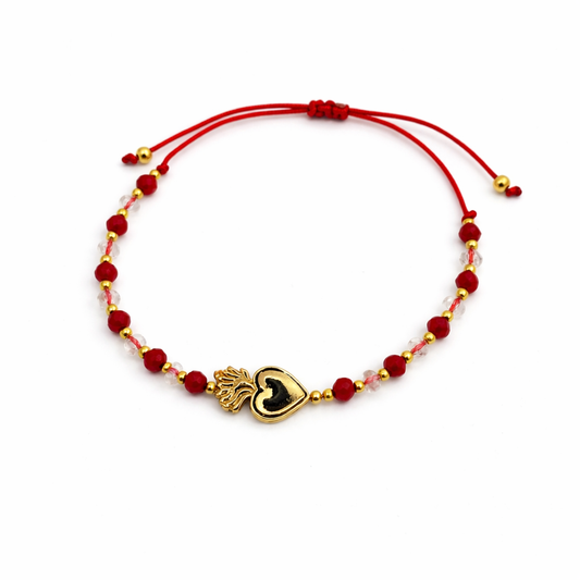 Pulsera virgen de guadalupe con cristales rojos