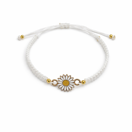 Pulsera margarita blanca con cordón