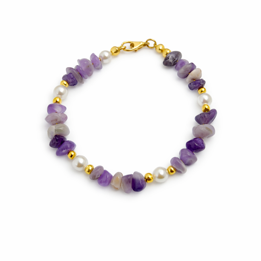 Pulsera amatista con perlas
