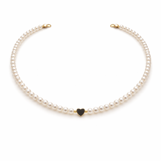 Collar de Perlas Corazon Dorado