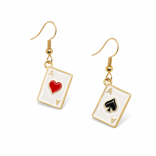Aretes cartas as de corazones y picas