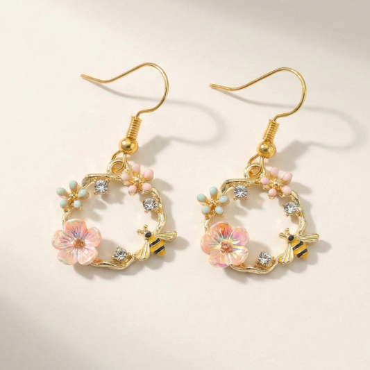 Aretes jardín de Primavera Flor Rosa